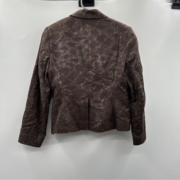 Calvin Klein Brown Silver Metallic‎ Long Sleeve Two Button Blazer Size 6 - Picture 2 of 8